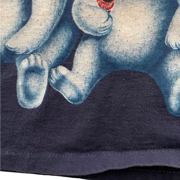 Vintage Single Stitch 1994 Coca Cola Polar Bear T-Shirt Blue Medium - Picture 3 of 7